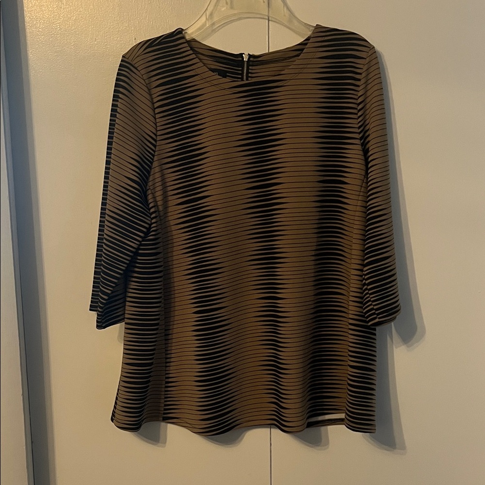 Alfani Black and Brown Wave Pattern Blouse